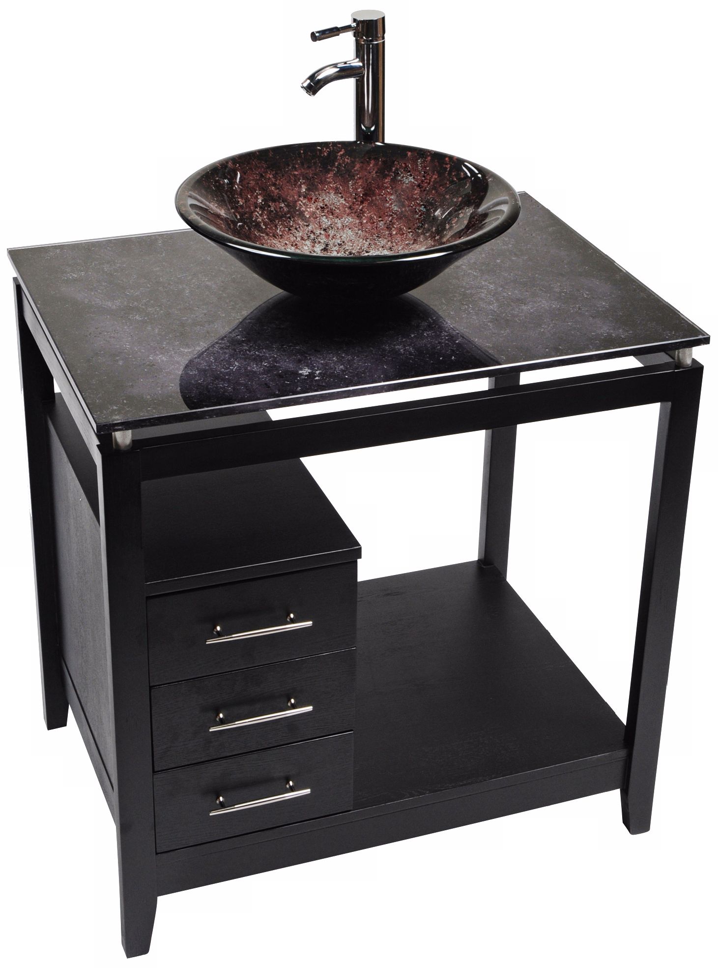 Cappuccino Volcano Glass Top Contemporary Vanity