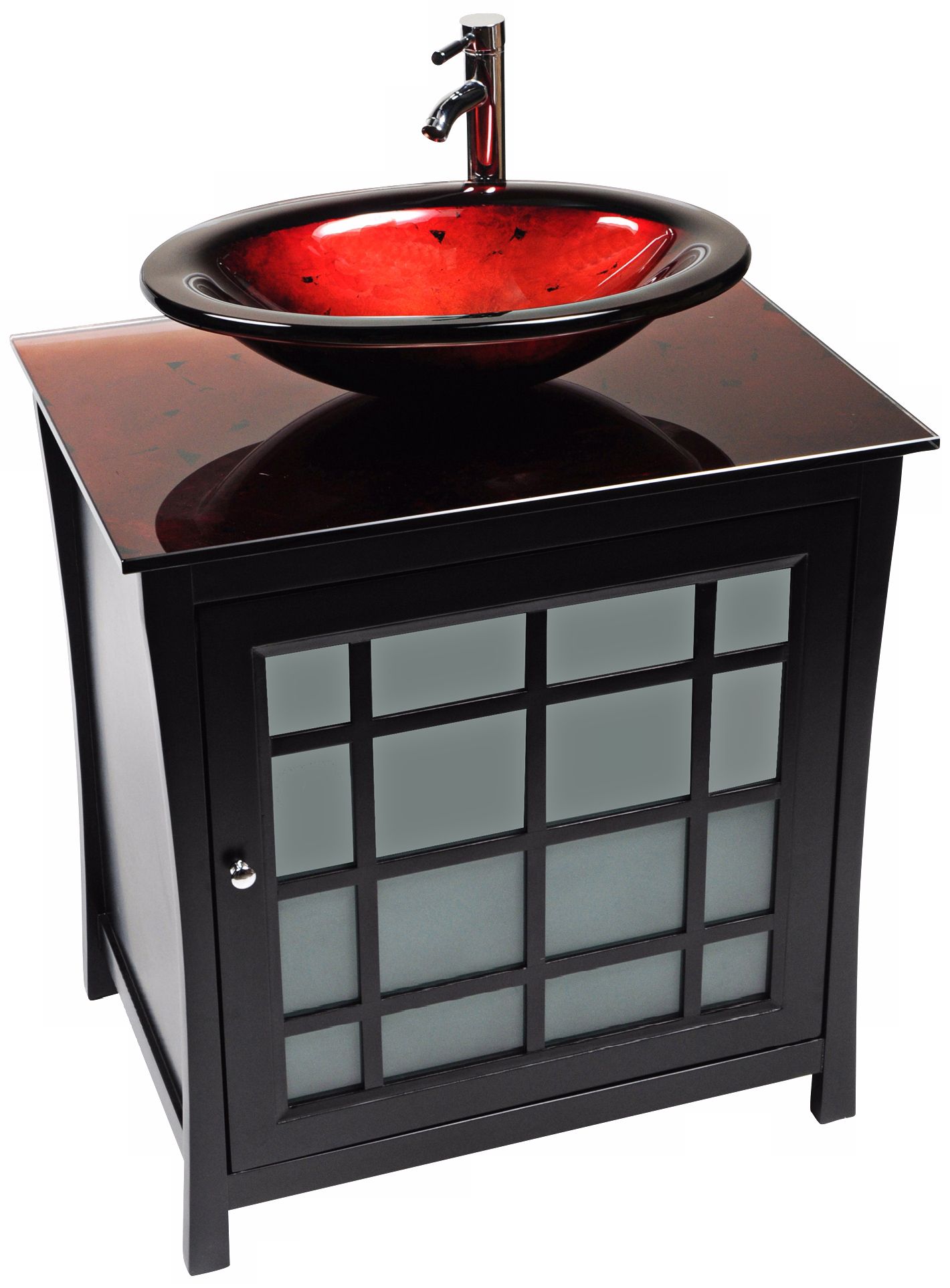 Panache Red Lava Glass Contemporary Vanity