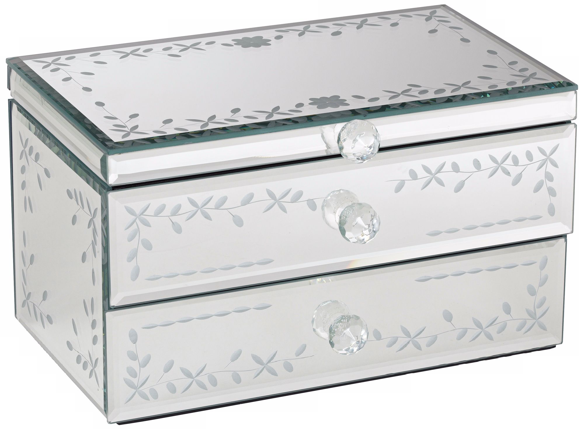 Mirrored Rectangular 2-Drawer Jewelry Box