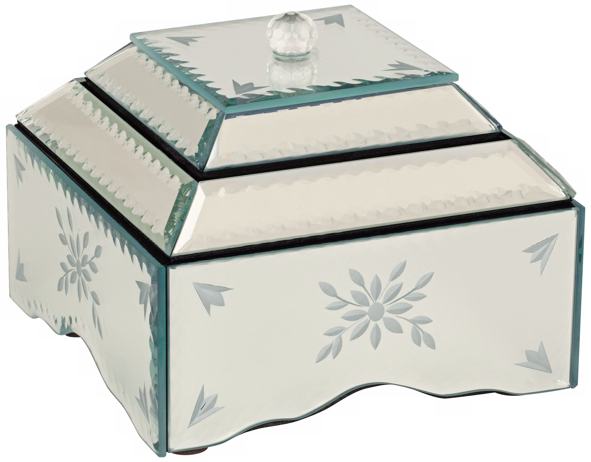 Floral Theme Mirrored Jewelry Box
