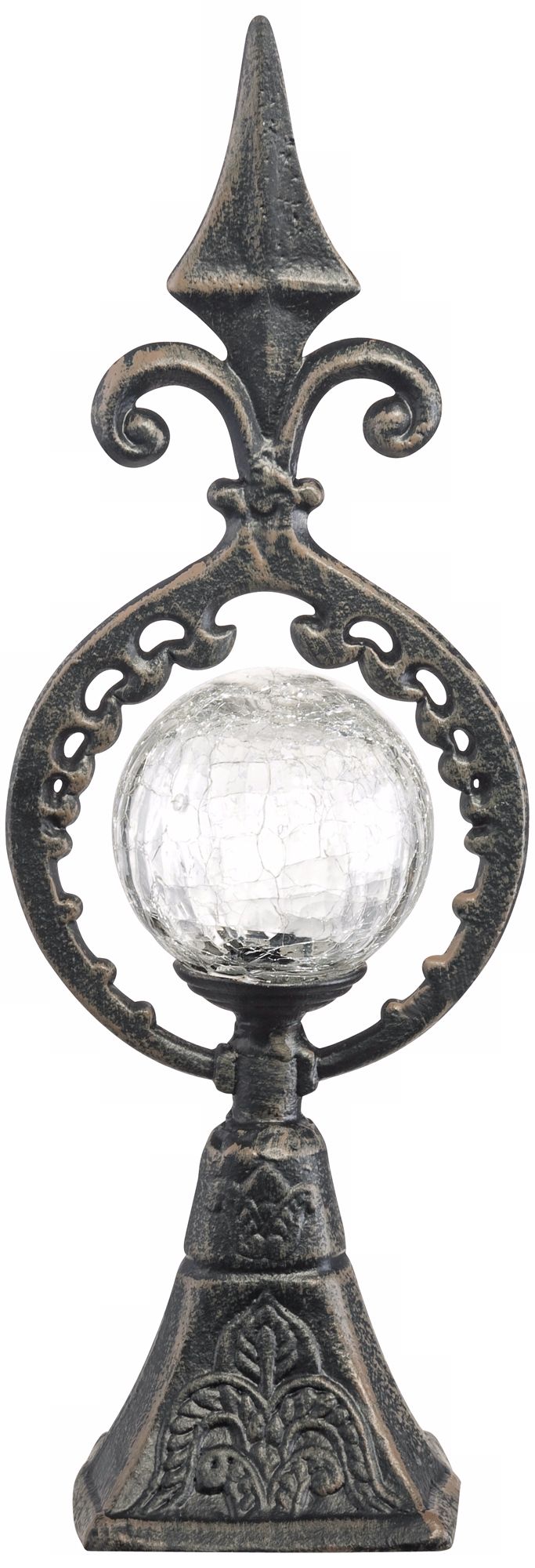 14" High Glass Orb and Metal Spire Decorative Finial