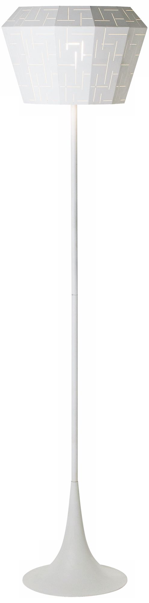 White Perforated Metal Shade Floor Lamp