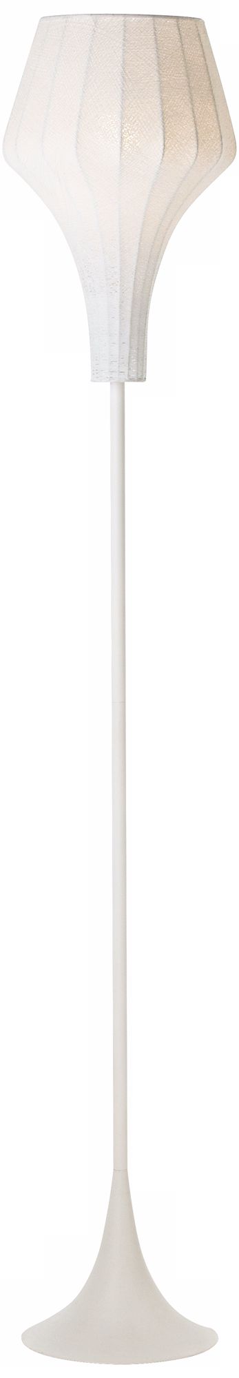 Mid-Century White Woven Shade Floor Lamp