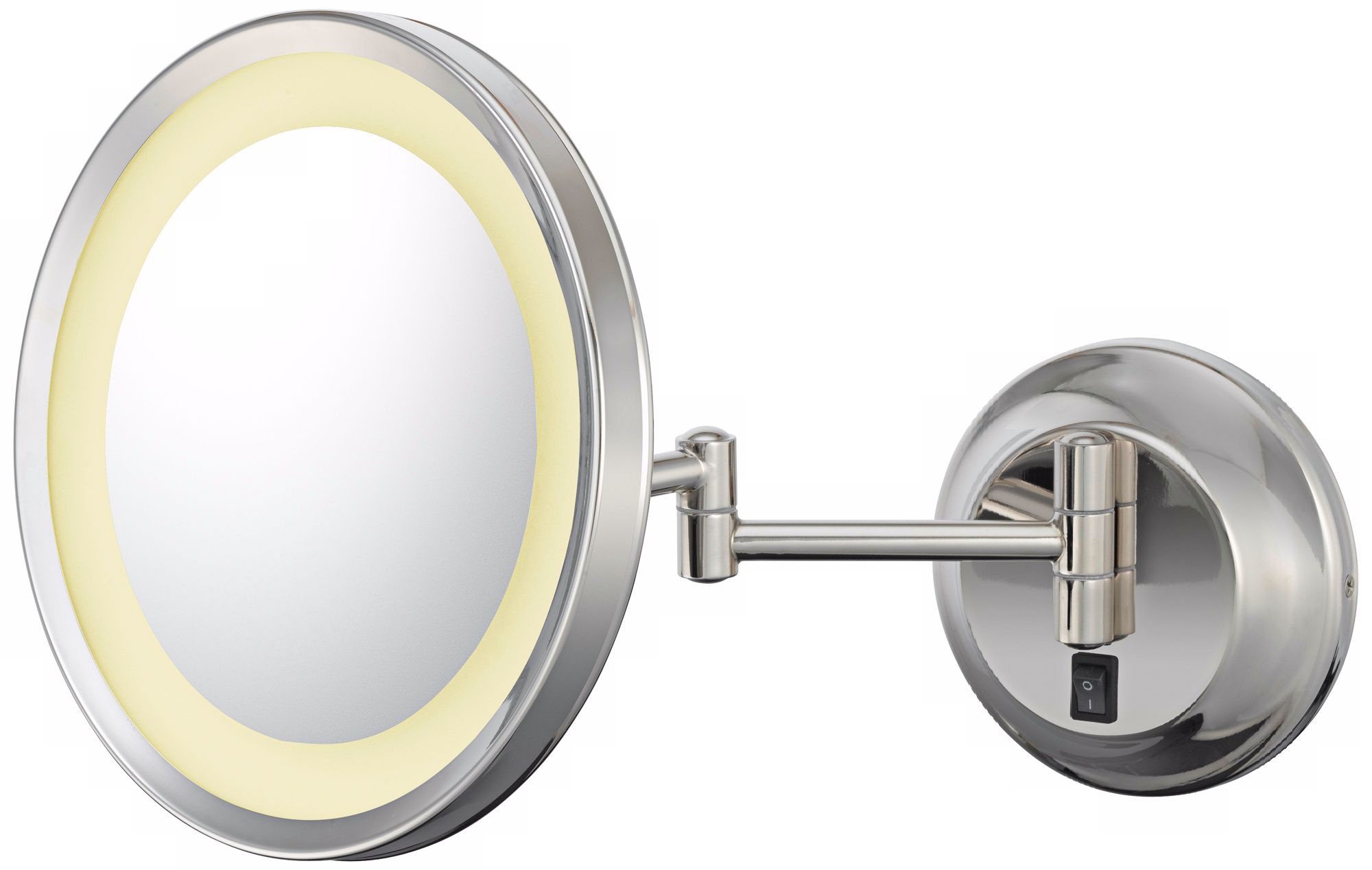 Aptations Hardwire Polished Nickel Round LED Wall Mirror
