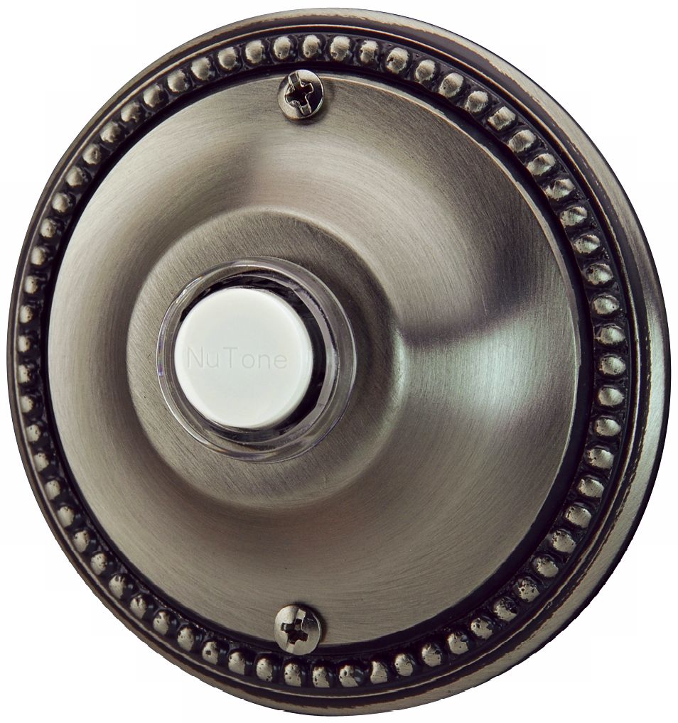 NuTone Round Pewter Finish Wired Push Button Doorbell T0131