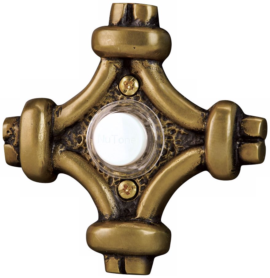 NuTone Loop Stitch Antique Brass Wired Push Button Doorbell T0160