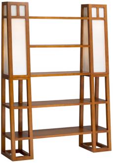 Walnut Finish Lighted 5 Shelf Etagere T0263