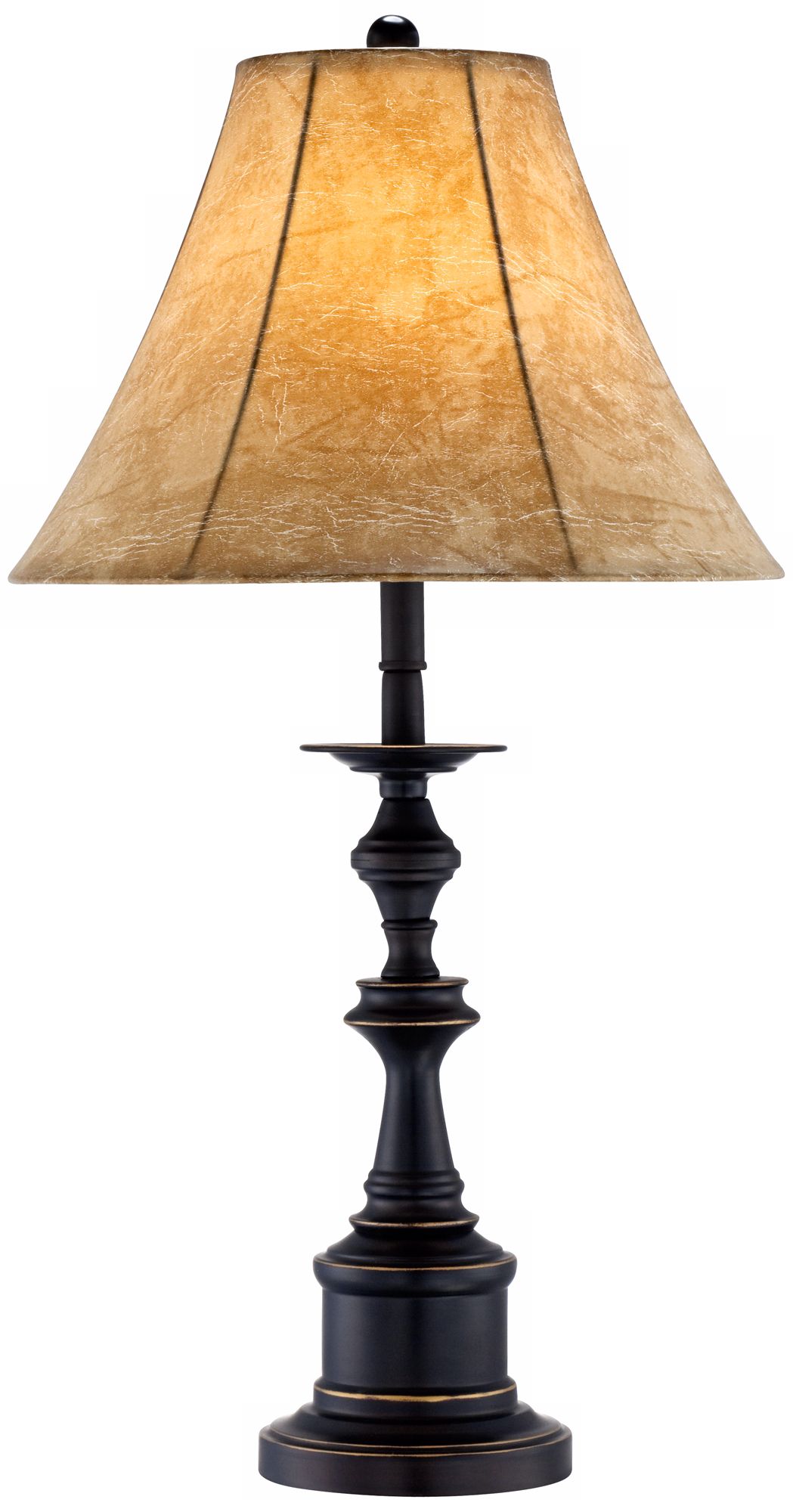 Bronze and Faux Leather Shade Table Lamp