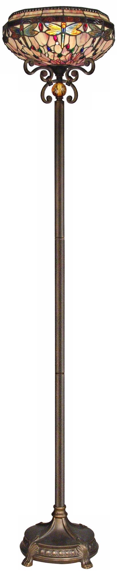 Dale Tiffany Dragonfly Antique Gold Torchiere Floor Lamp