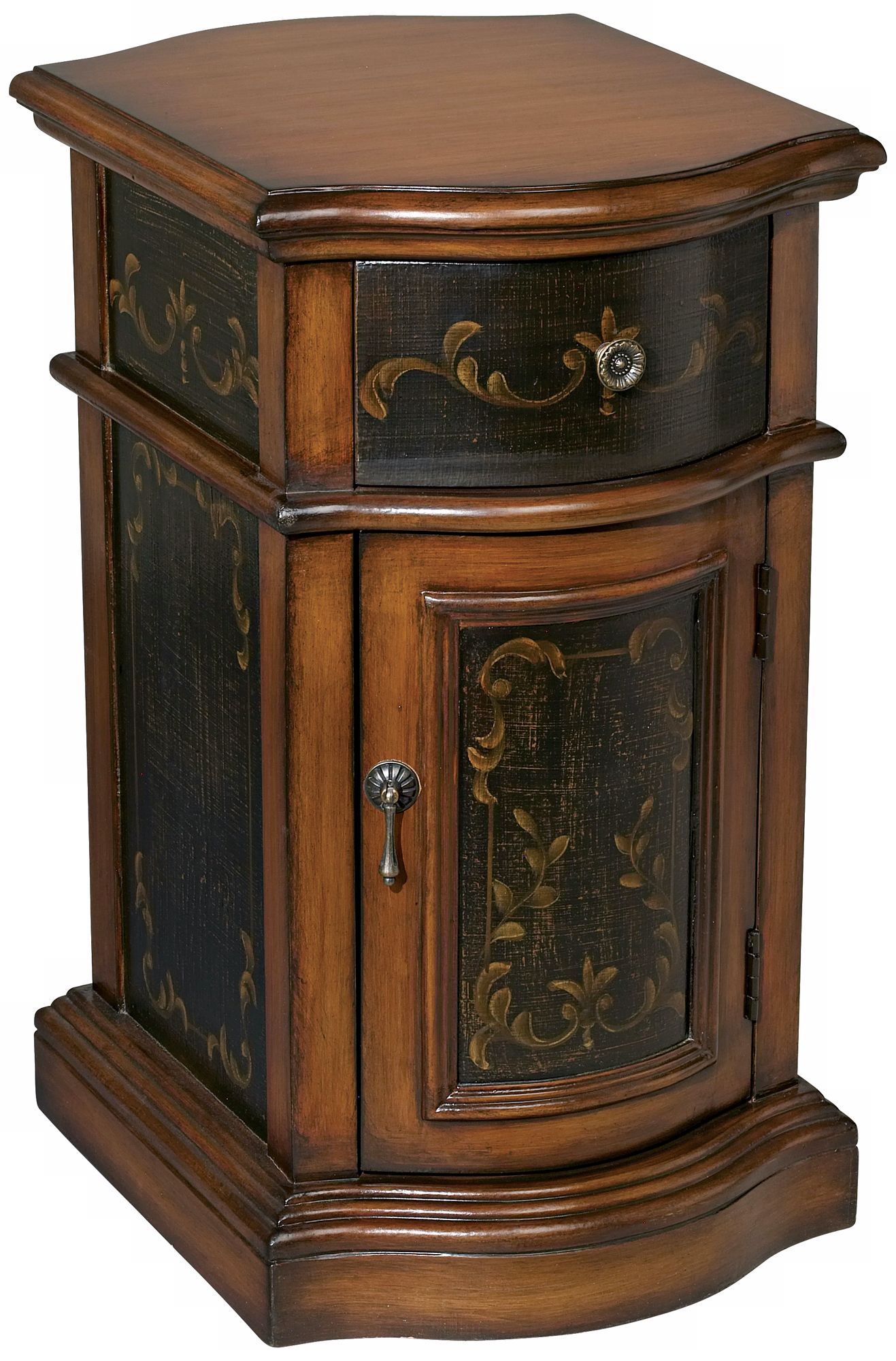 Milliken Walnut Hand-Painted Detail Chairside Table