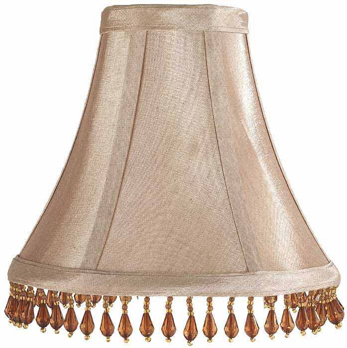 Beige Chandelier Lamp Shade with Beads 3x7x6 (Clip-On)