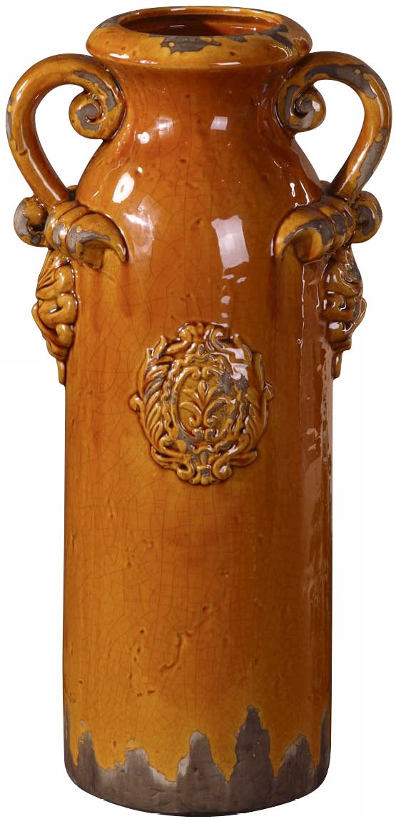 Uttermost Crackled Goldenrod Ceramic Abu Vase