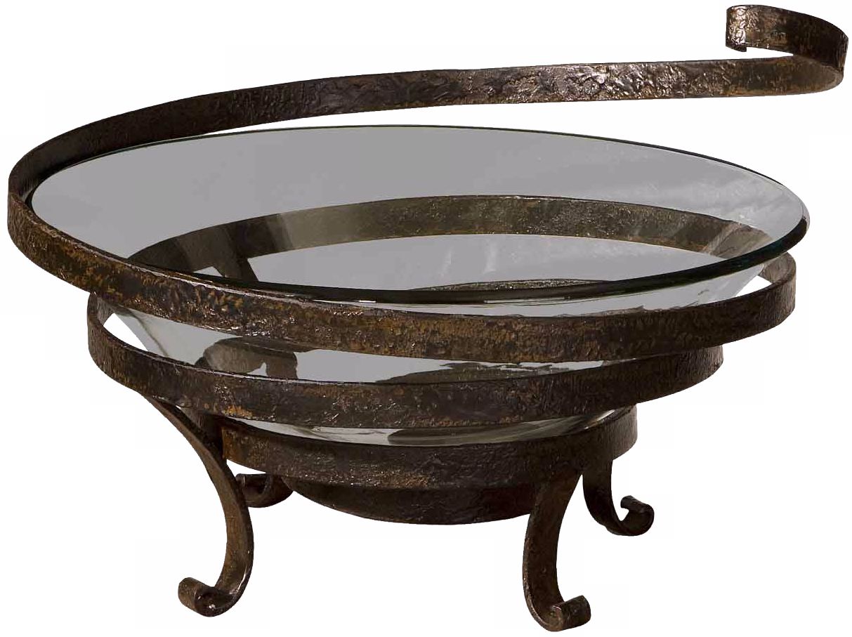 Uttermost Aged Black Metal and Glass Duff Bowl