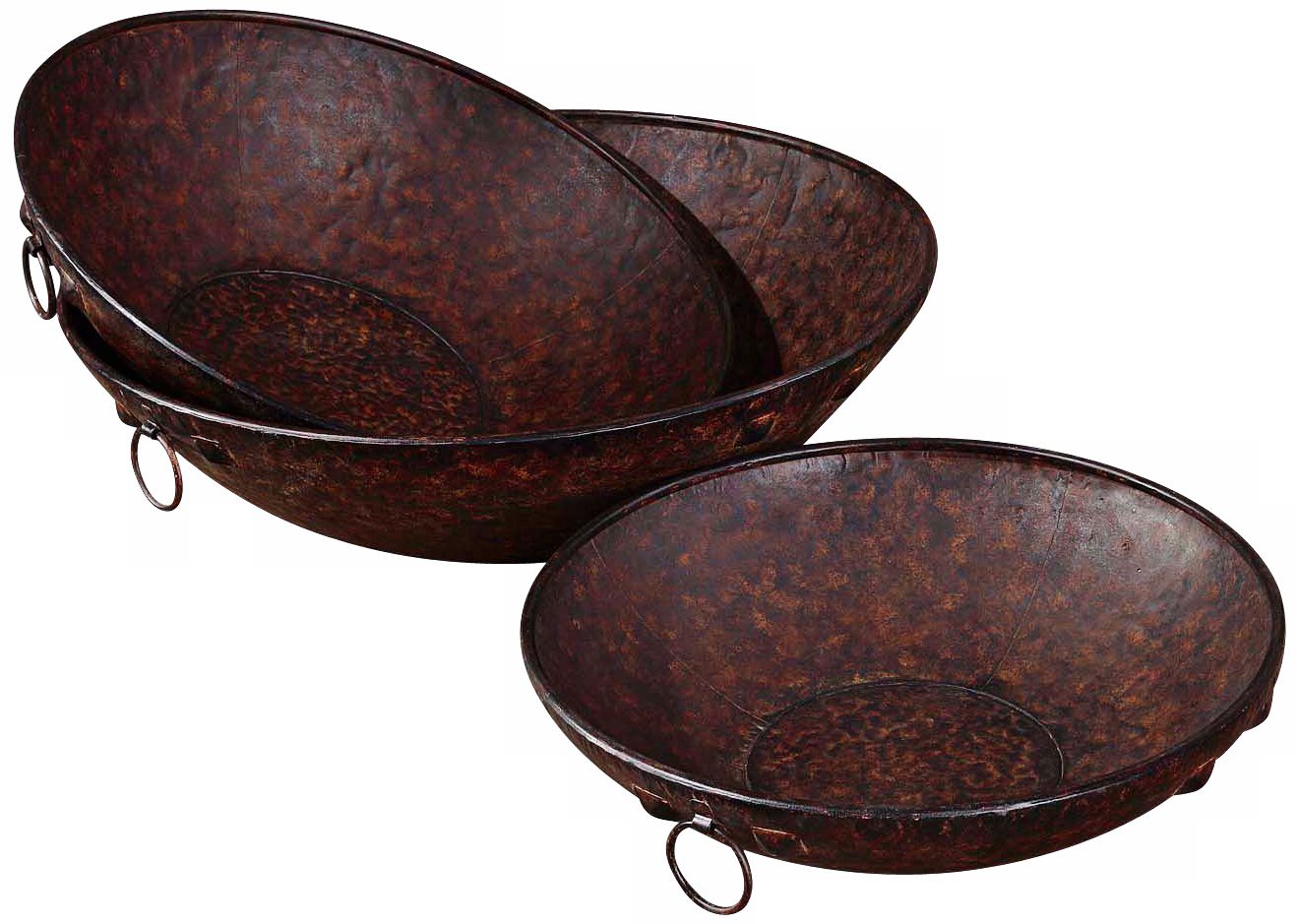 Uttermost Set of 3 Hand-Forged Shachor Bowls