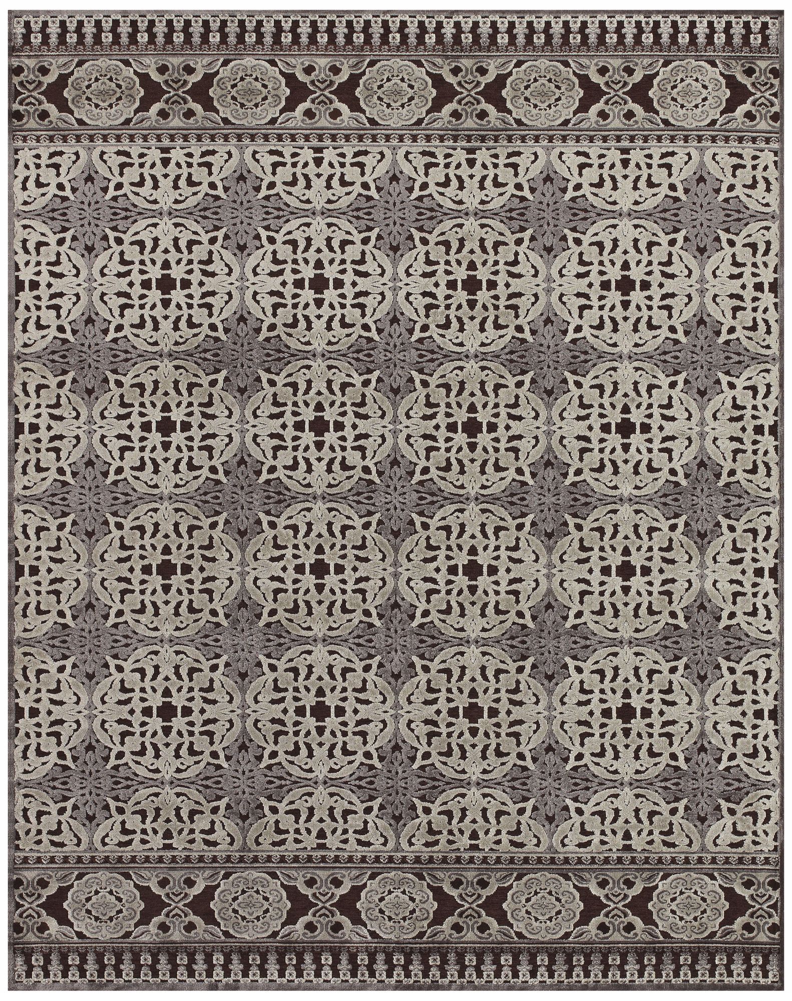 Glaston Drew Chocolate and Silver Area Rug