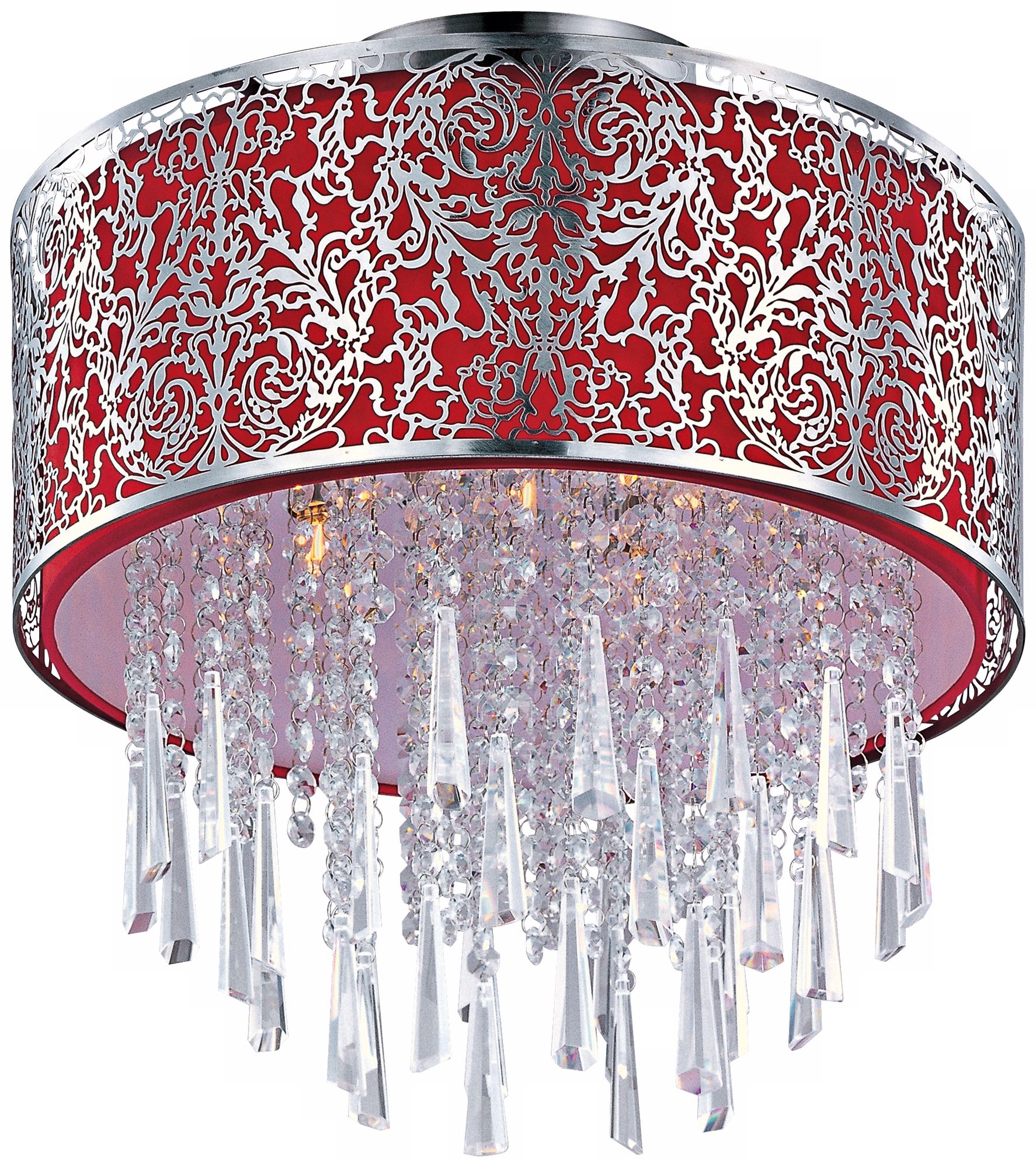 Maxim Rapture Red Satin Nickel Semi-Flush Ceiling Light