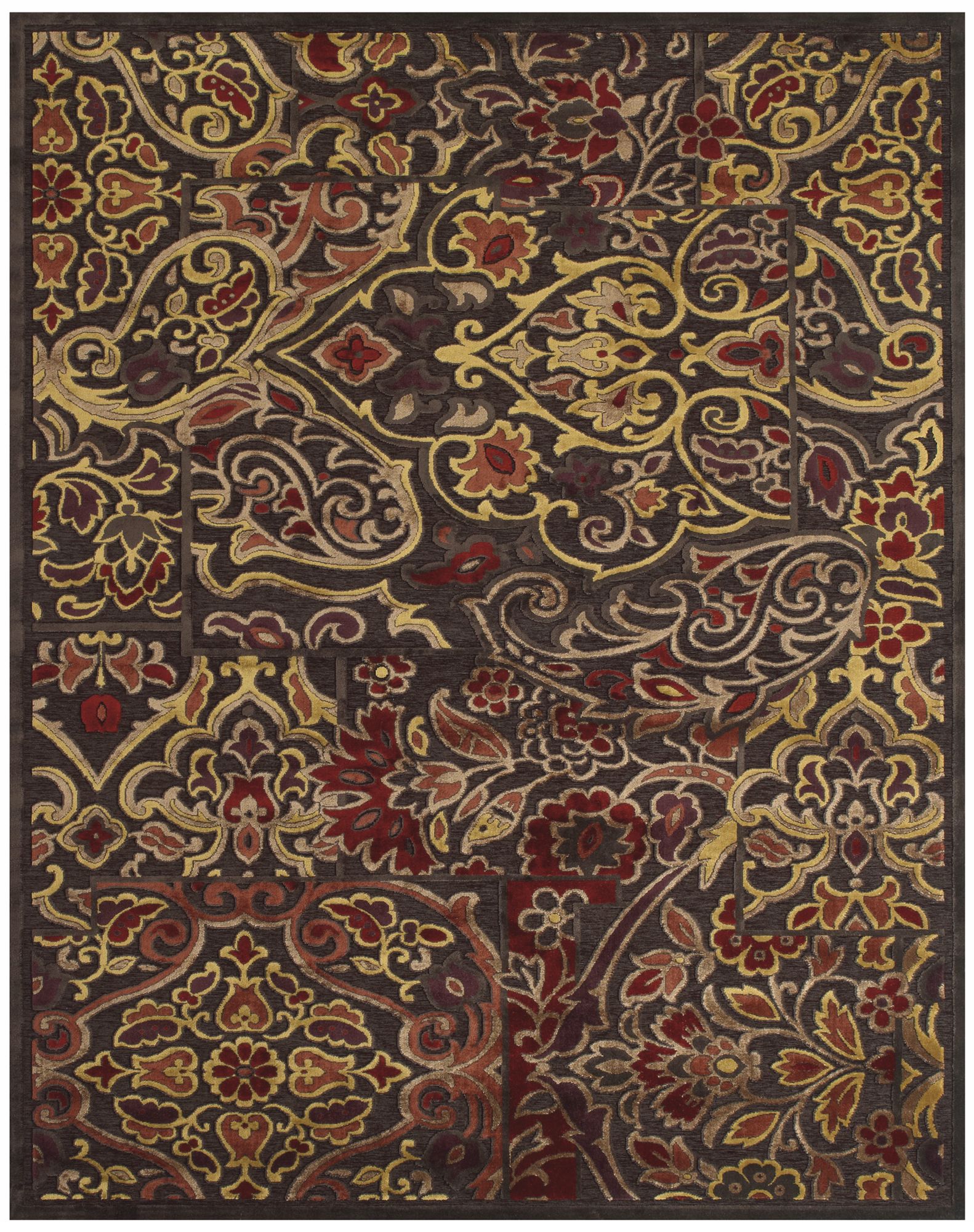 Glaston Crest Chocolate and Rust 53x76 Area Rug T0842
