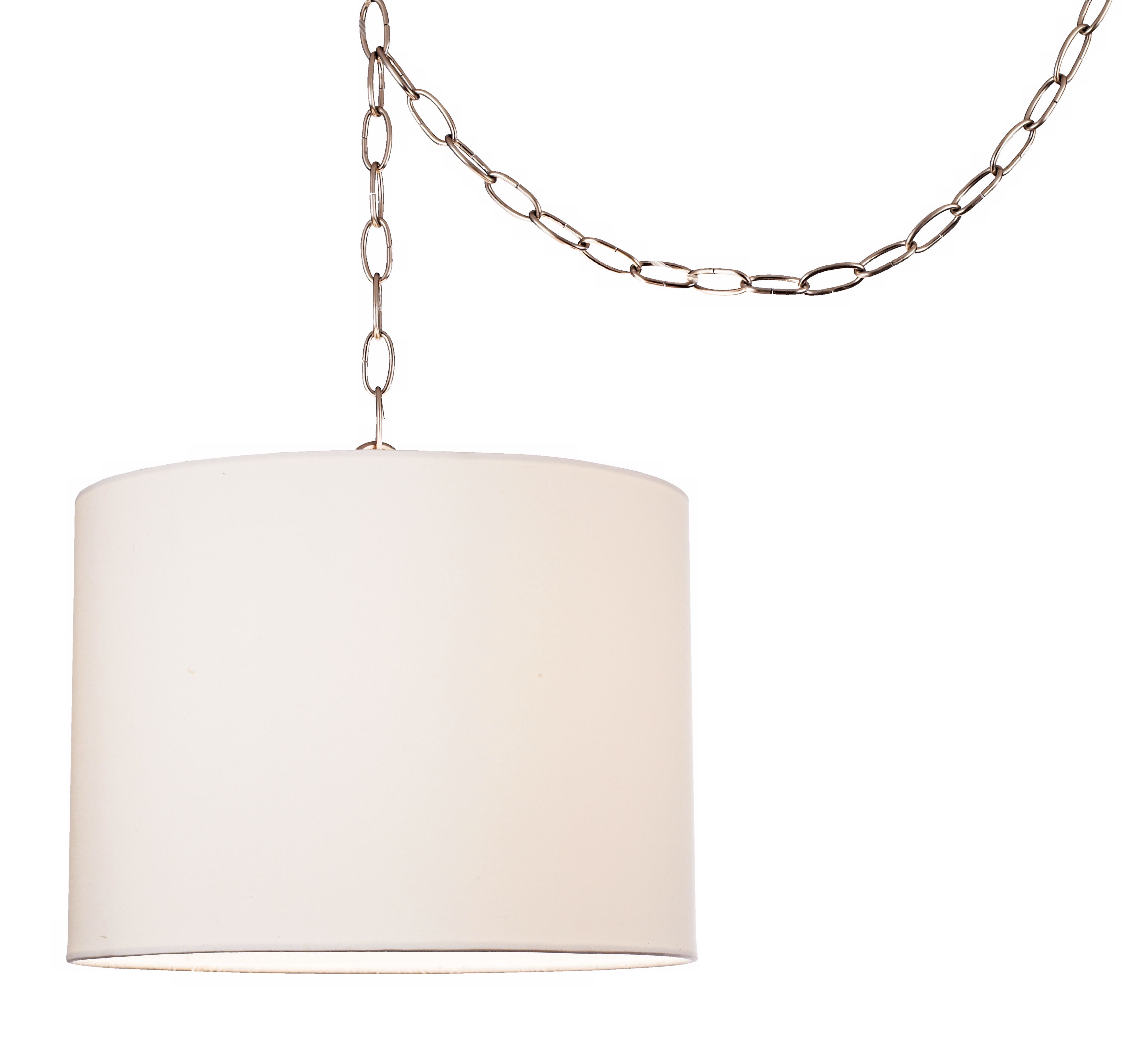 White Drum Shade 13 1/2" Wide Plug-In Swag Pendant