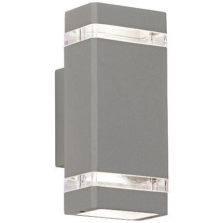 Possini Euro Rectangular Silver Up/Down Outdoor Wall Light