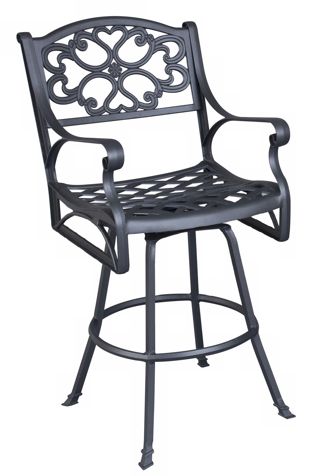 Biscayne Black Finish Swivel Outdoor Barstool