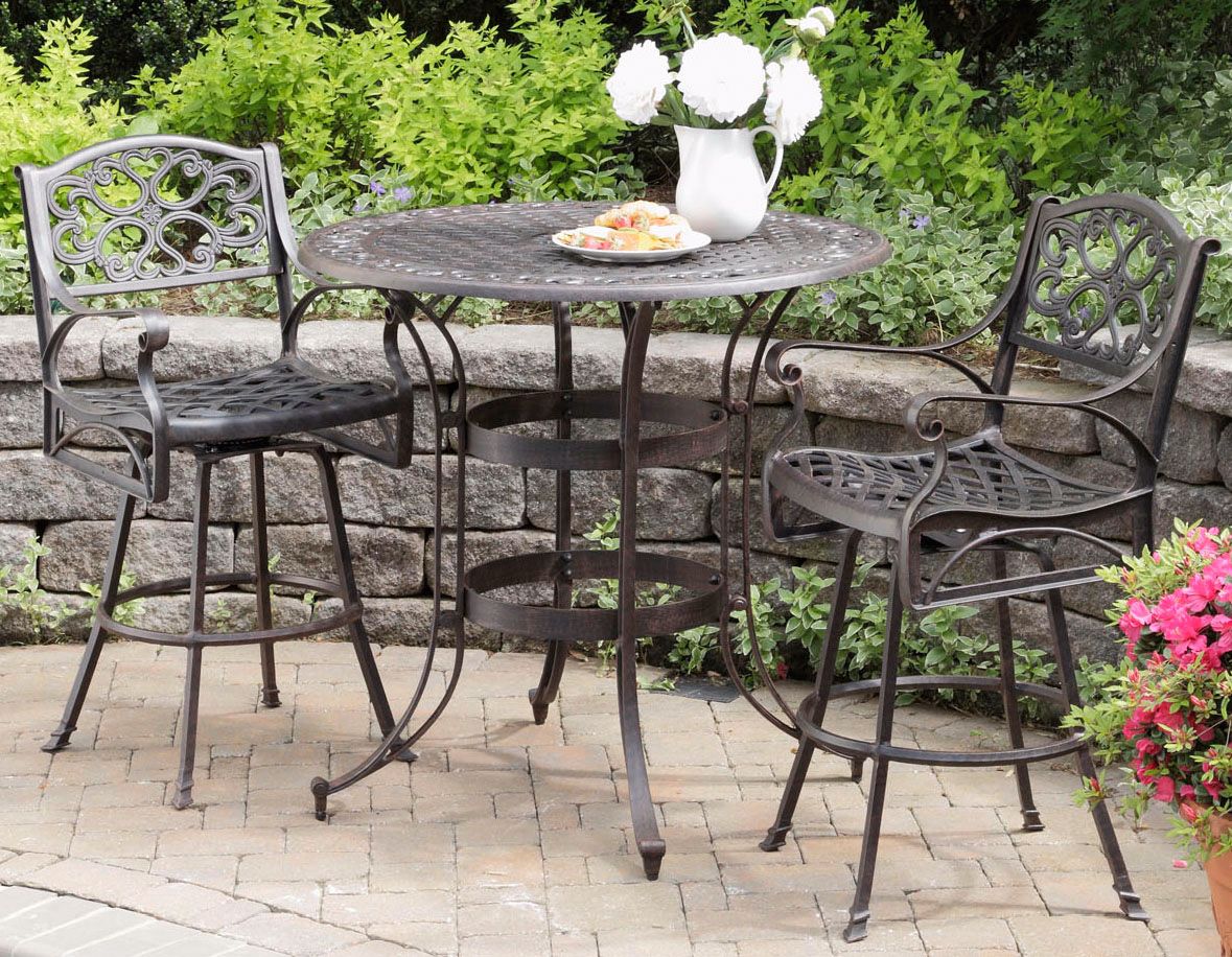 Biscayne 3-Piece Rust Brown Bistro Set