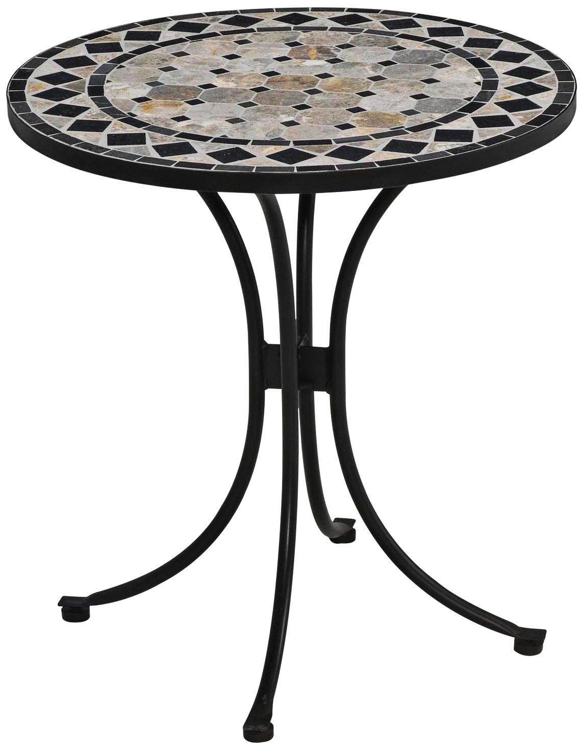 Black and Gray Marble Tile Outdoor Bistro Table