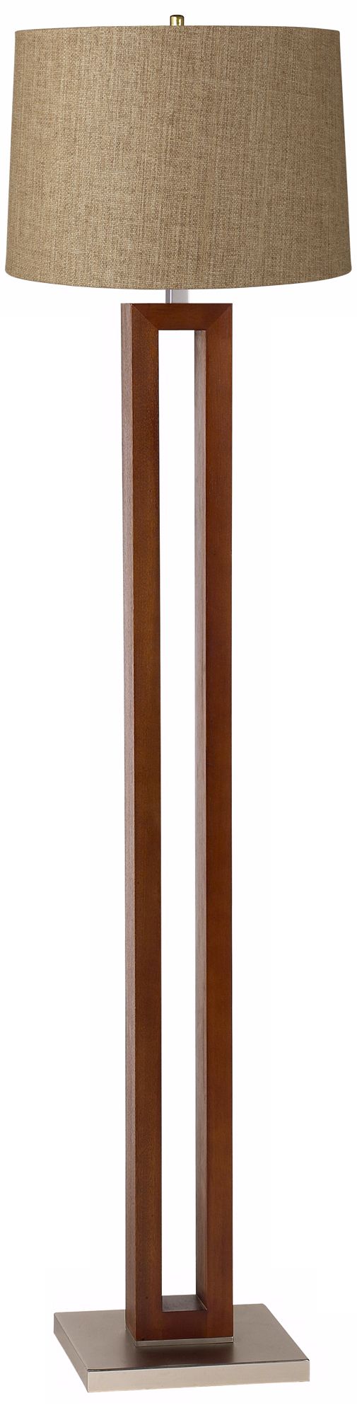 Tan Weave Walnut Rectangle Floor Lamp