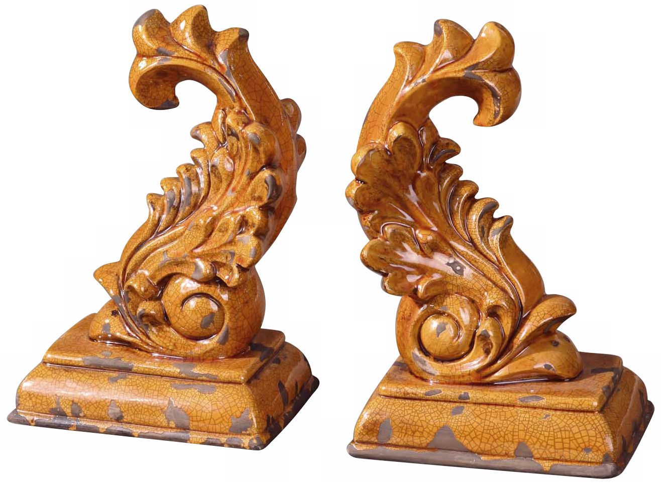Set of 2 Uttermost Abu Goldenrod Ceramic Bookends