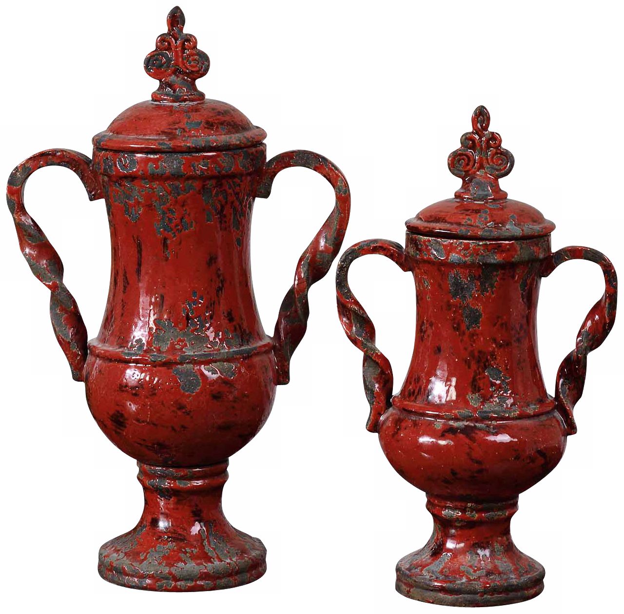 Uttermost Set of 2 Rami Red Classic Ceramic Containers