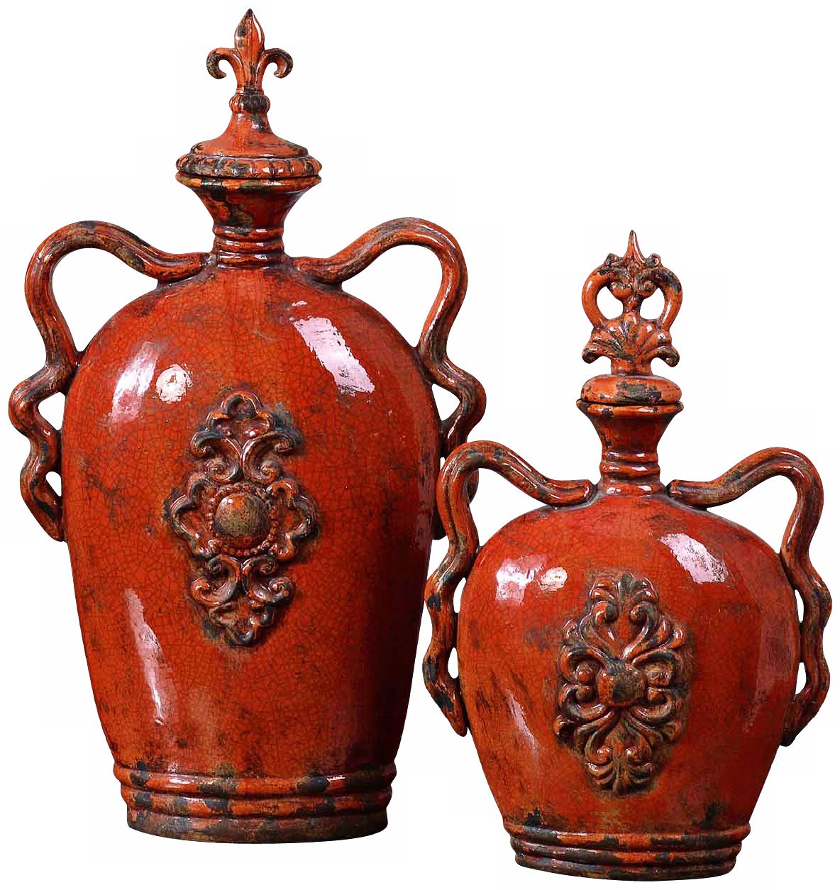 Uttermost Set of 2 Raya Emblem Burnt-Orange Containers