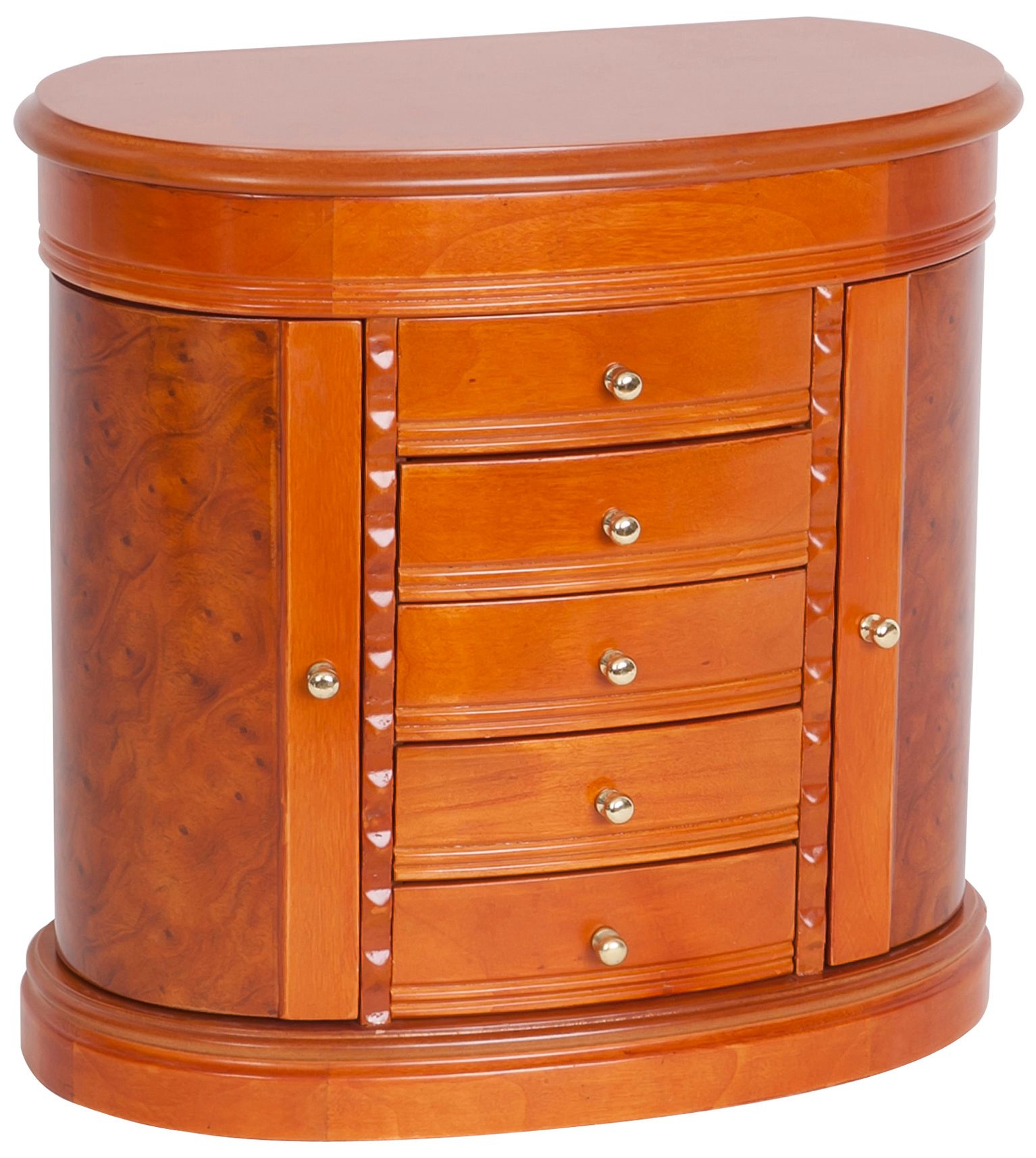 Mele & Co. Trinity Burlwood Oak Jewelry Box (T1578)