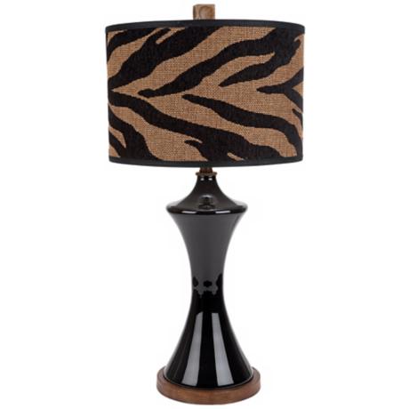 Zebra Lamp Shades on Black Glass With Zebra Print Shade Table Lamp   Lampsplus Com