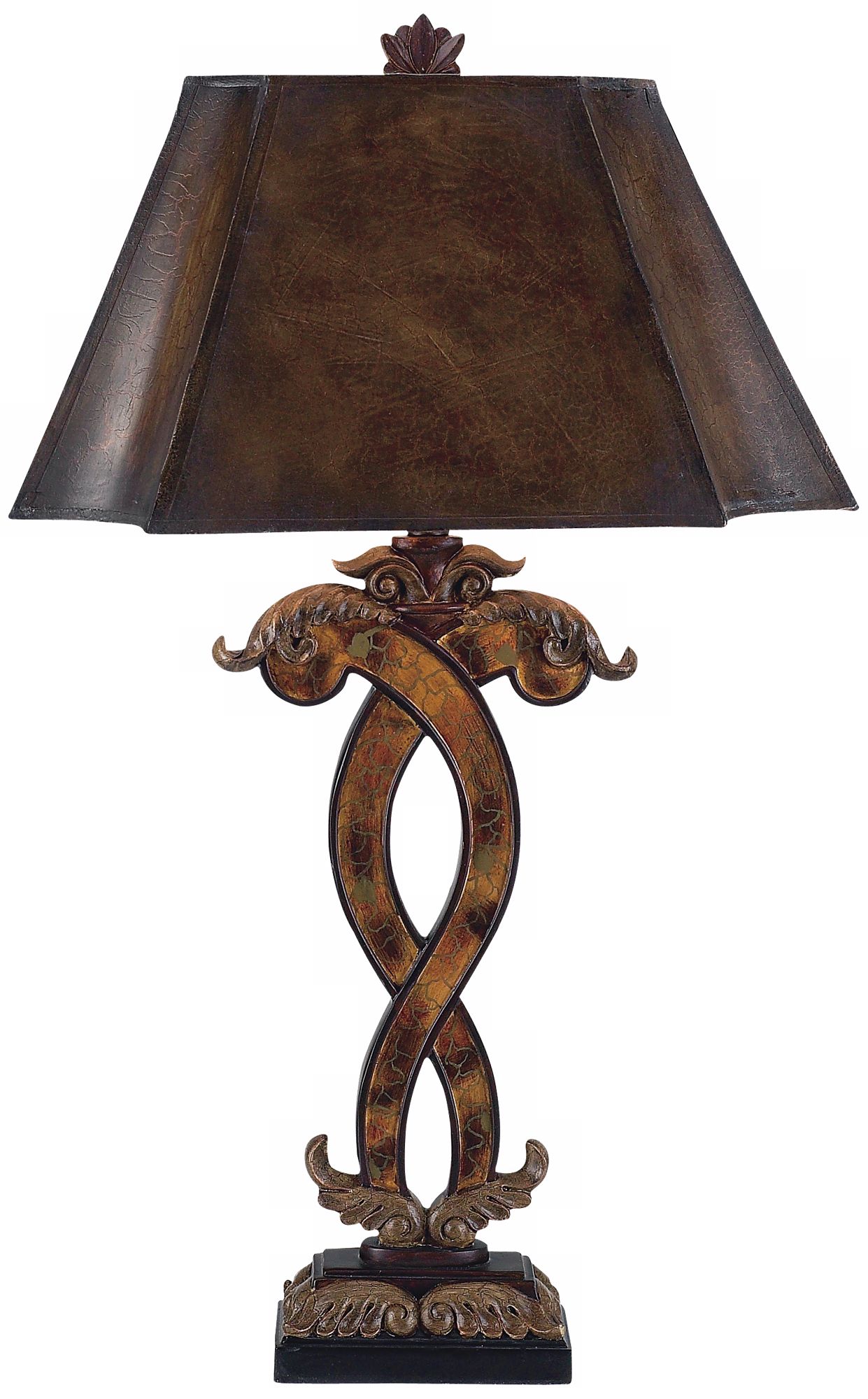 Acanthus Wing Burlwood Finish Table Lamp