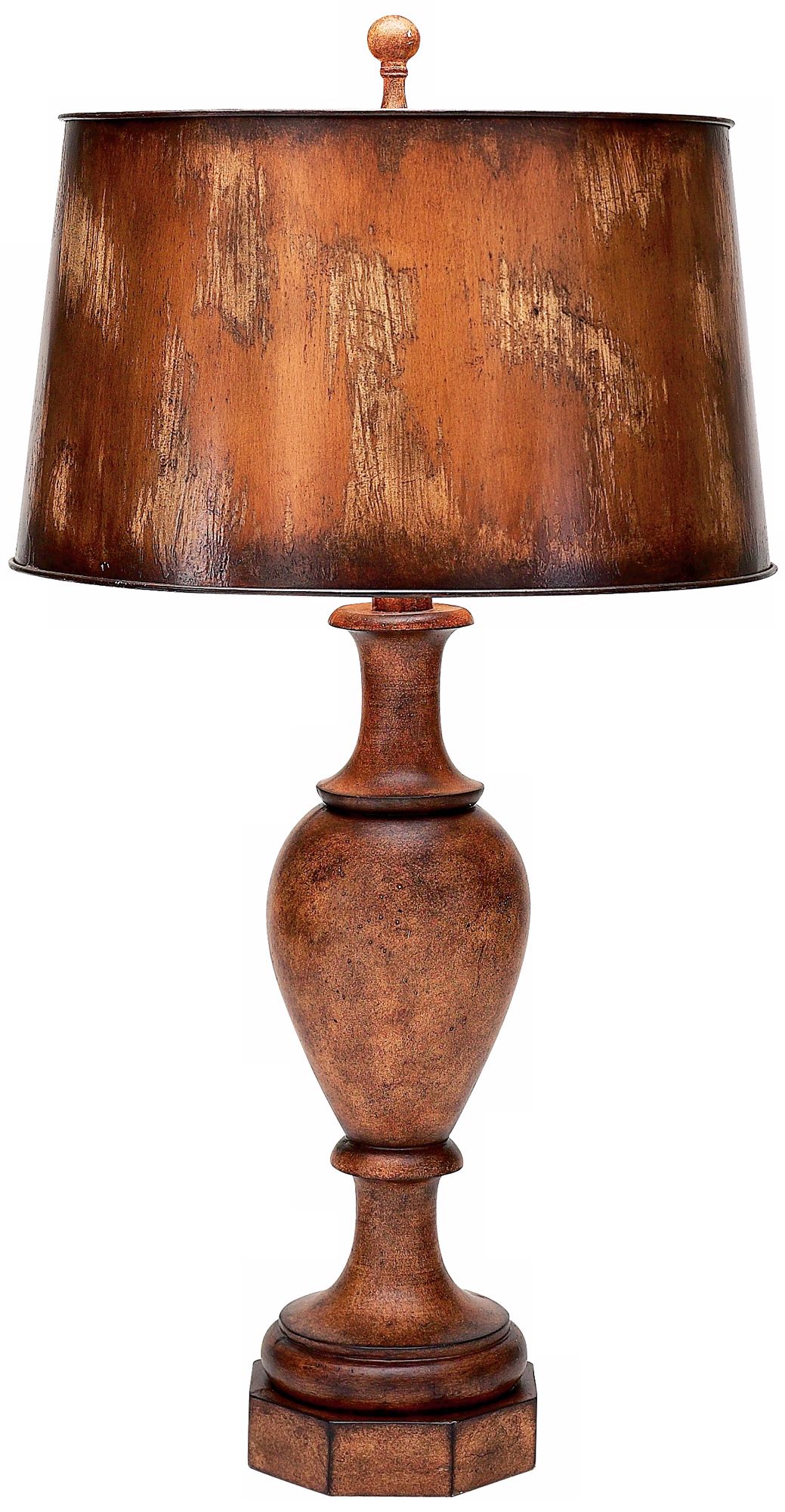 Wood Finish with Weathered Copper Shade Table Lamp