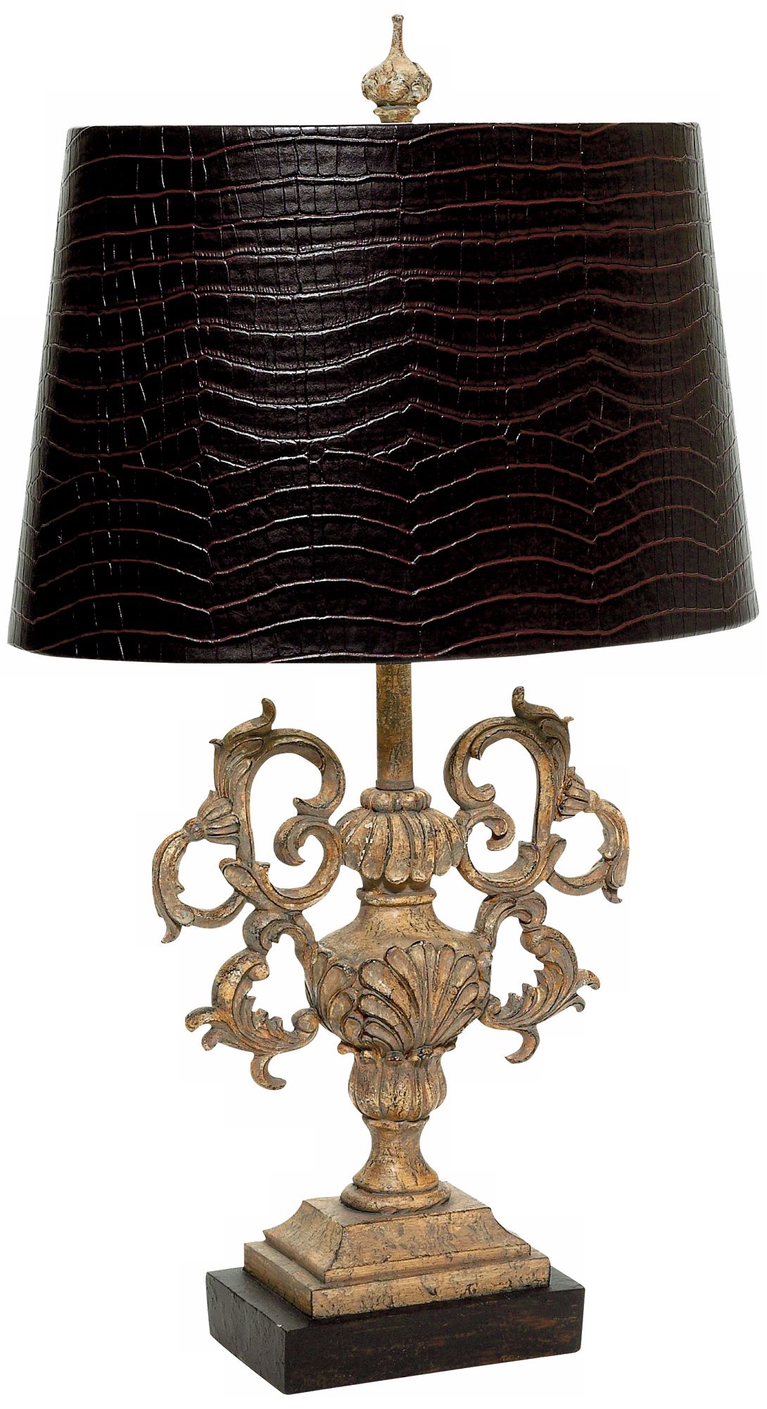 Ornate Trophy Marbleized Finish Table Lamp