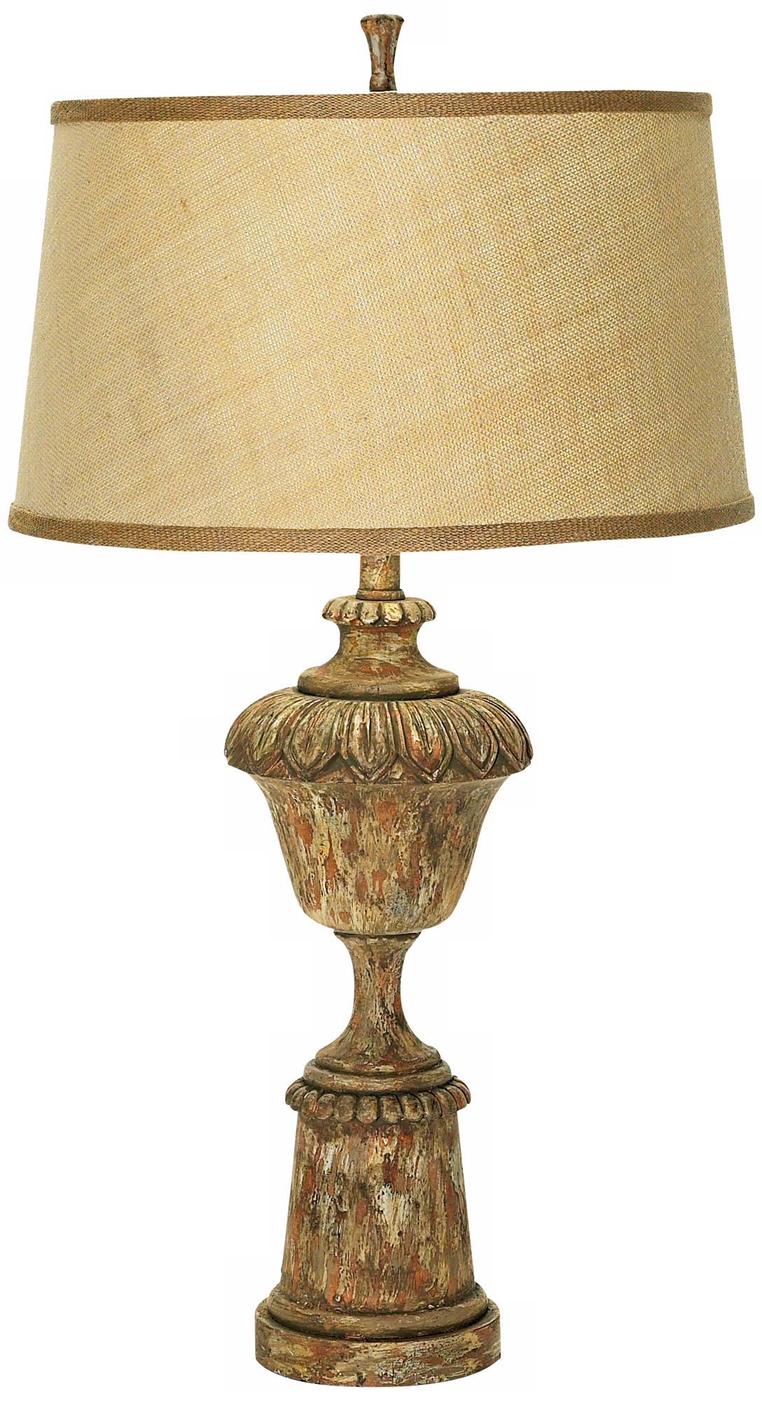 Aged Wood Finish Urn Table Lamp