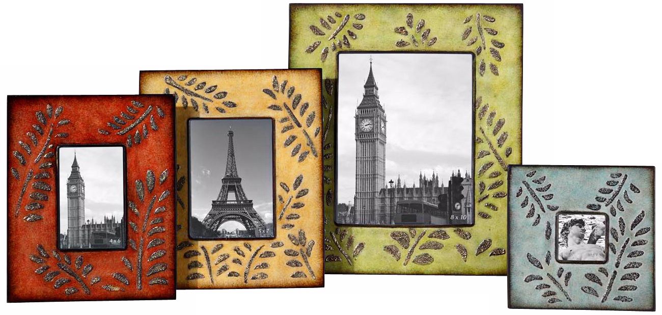 Uttermost Set of 4 Hand-Embossed Abstract Ferns Photo Frames