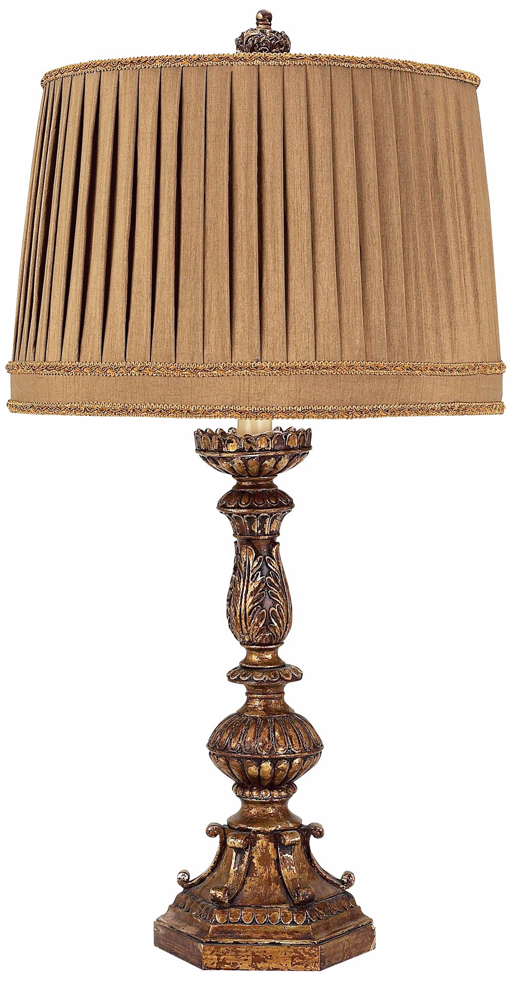 Antique Gold with Coco Pleated Shade Table Lamp