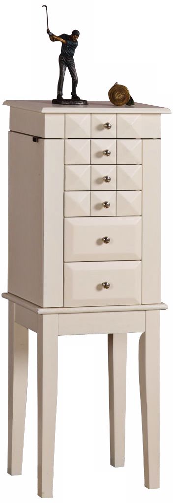 Diamond White 5 Drawer Jewelry Armoire T1841