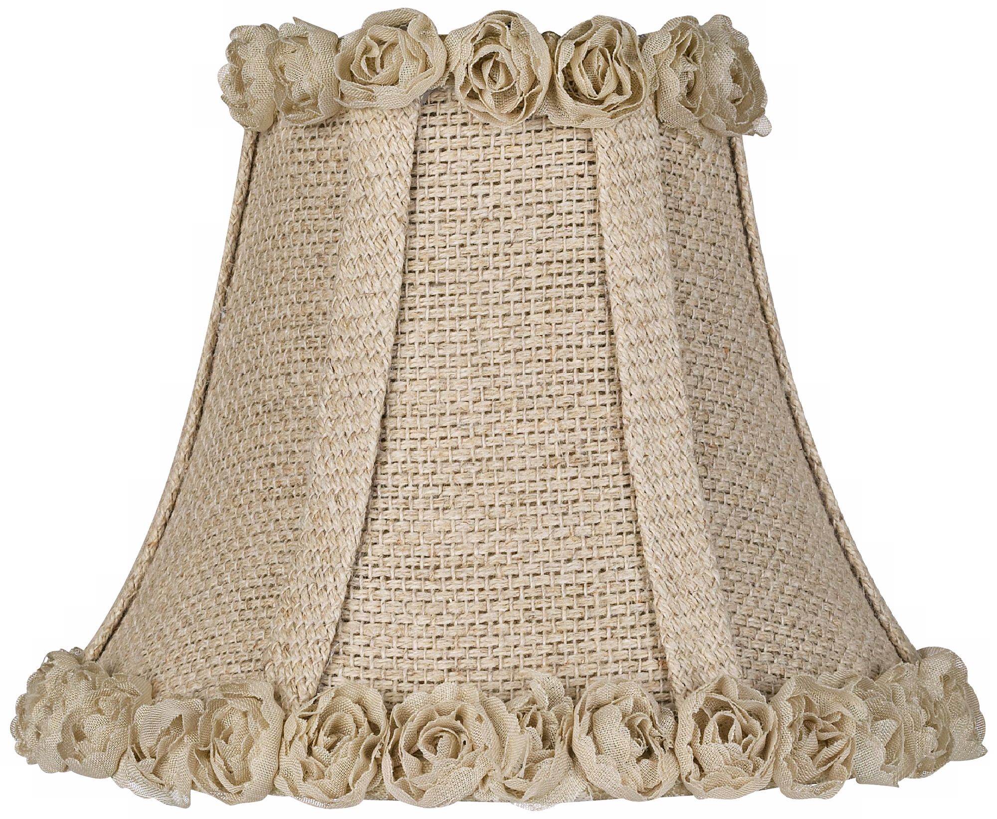Taupe Linen and Cotton Rosettes Bell Shade 3x5x6 (Clip-On)