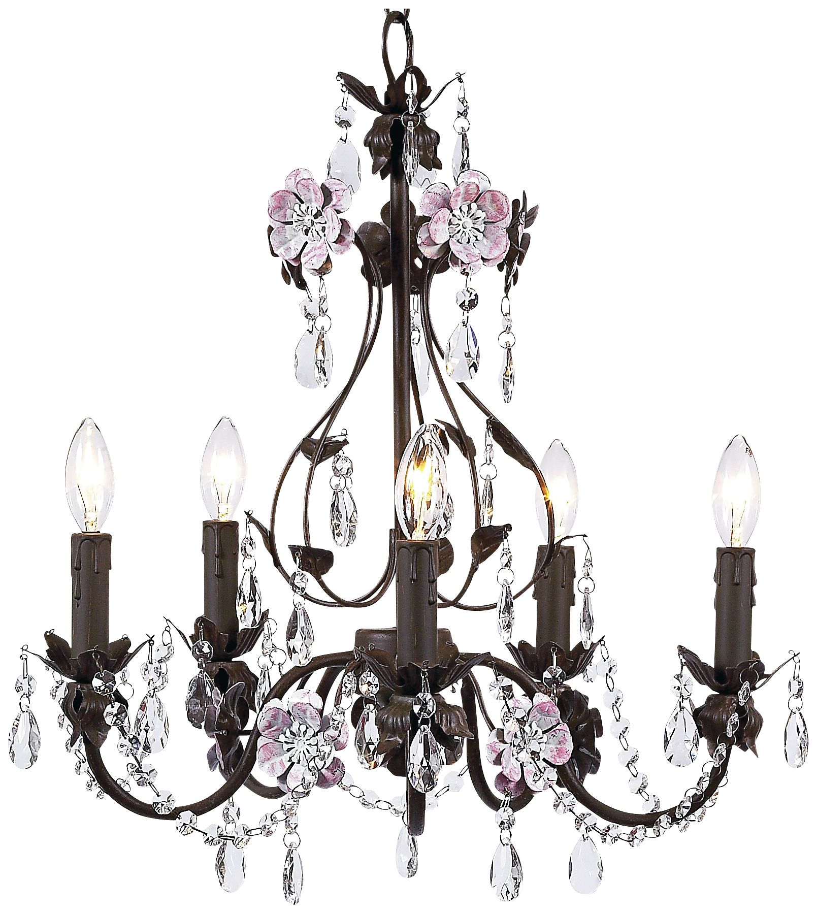 Flower Garden Pink & Mocha 17" Wide Chandelier
