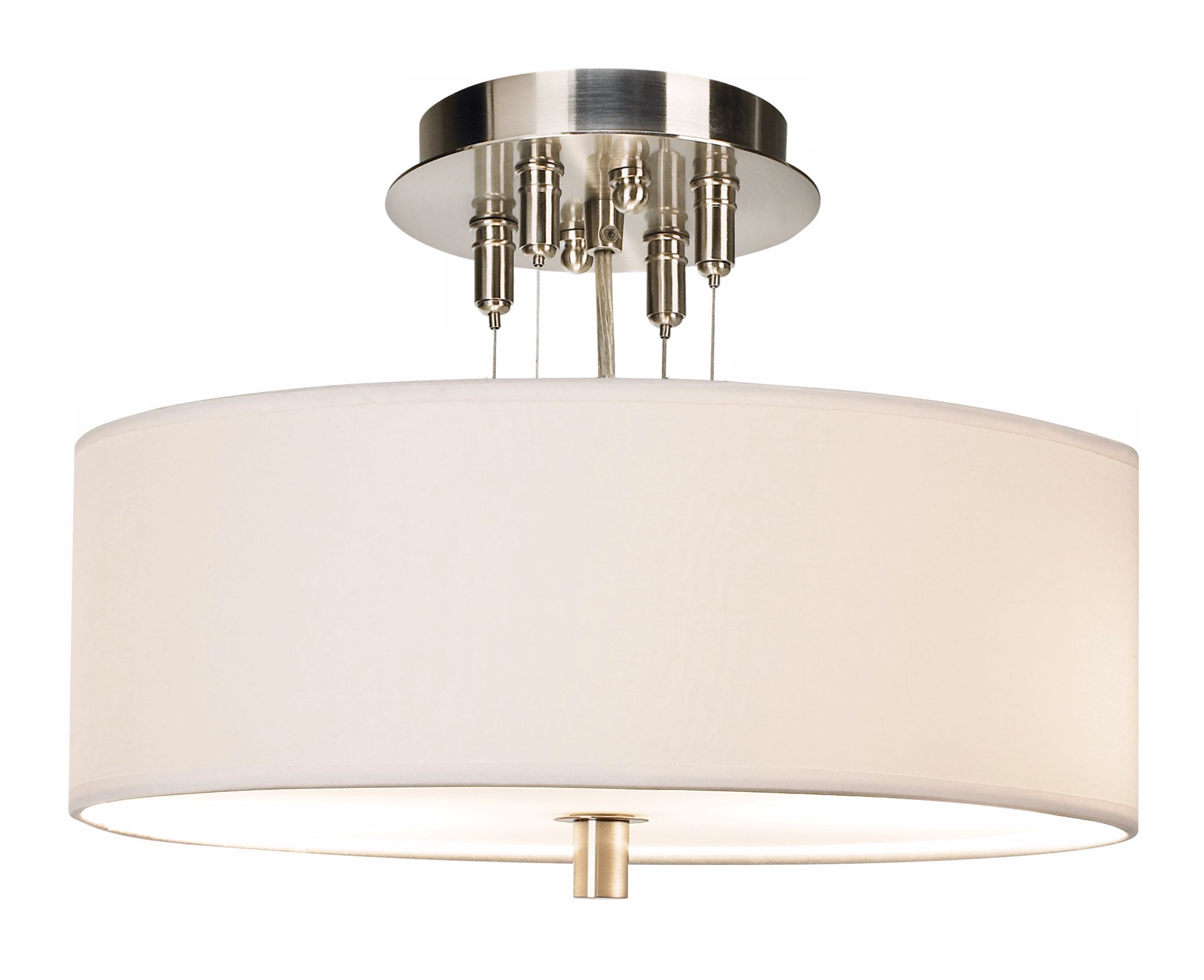 White Drum Shade 14" Wide Semi-Flushmount Ceiling Light