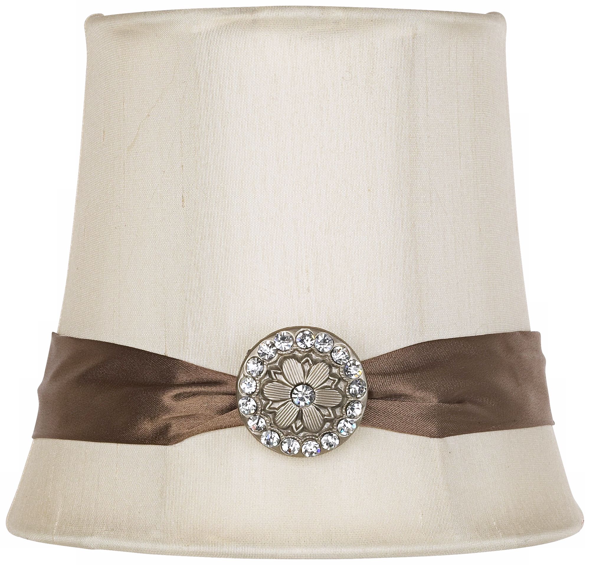 Cream Fabric With Bronze Ribbon Shade 4x5.5x5 (Clip-On)