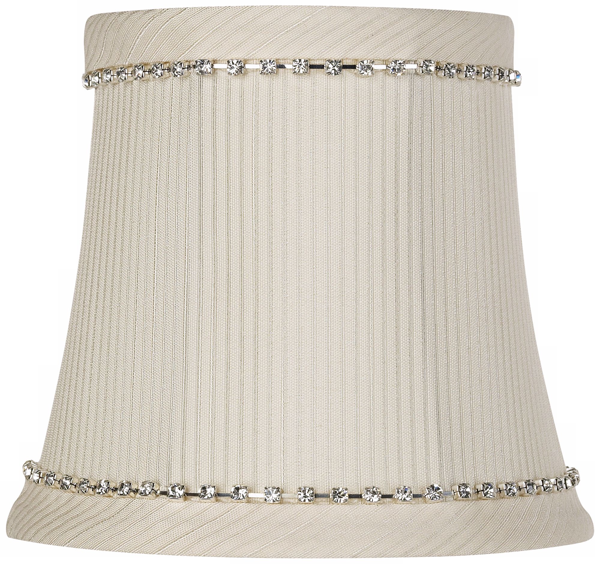 Cream Pinstripes & Rhinestone Bell Shade 4x5.5x5 (Clip-On)