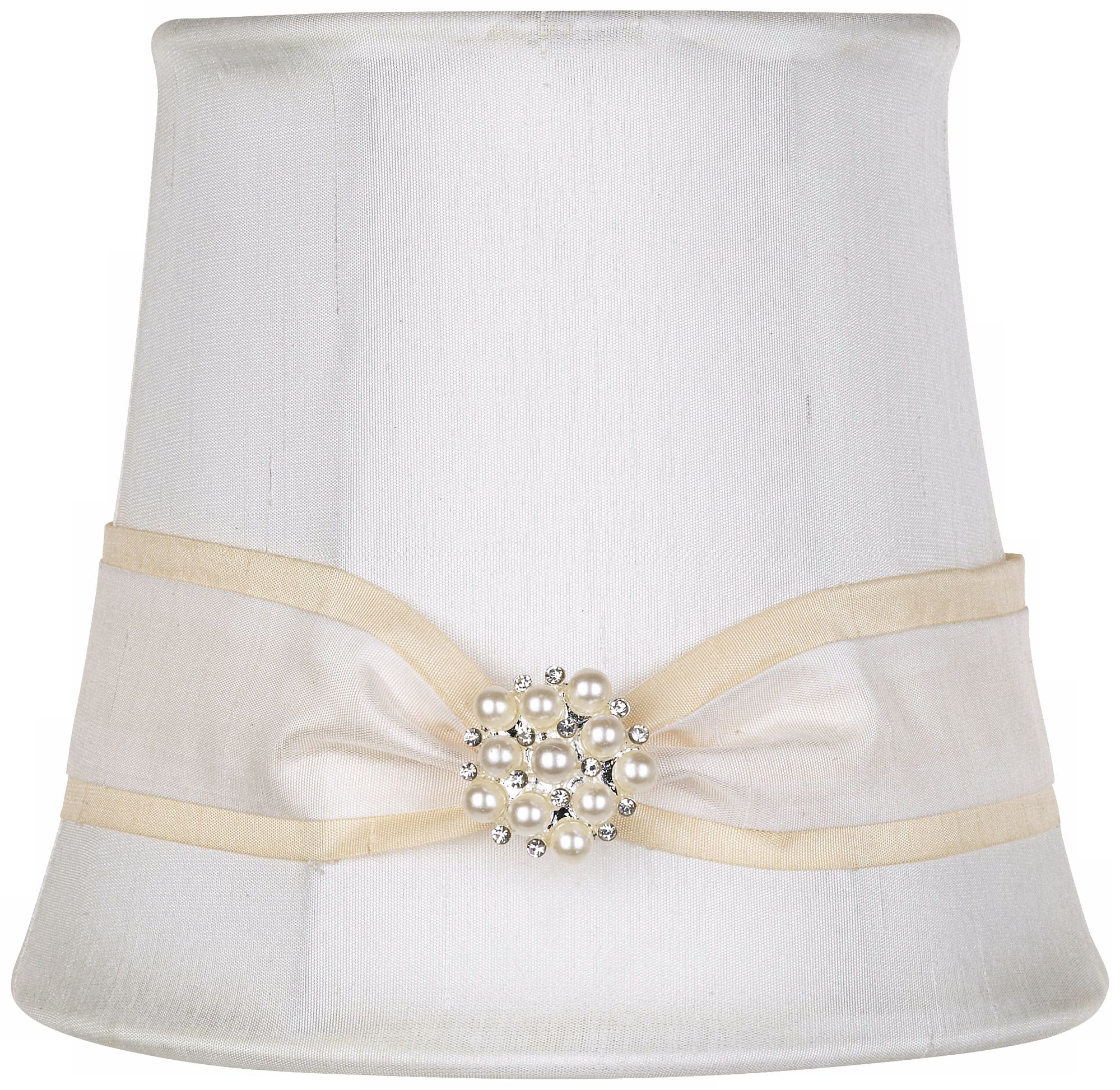 White Fabric Pearl Ribbon Shade 4x5.5x5 (Clip-On)