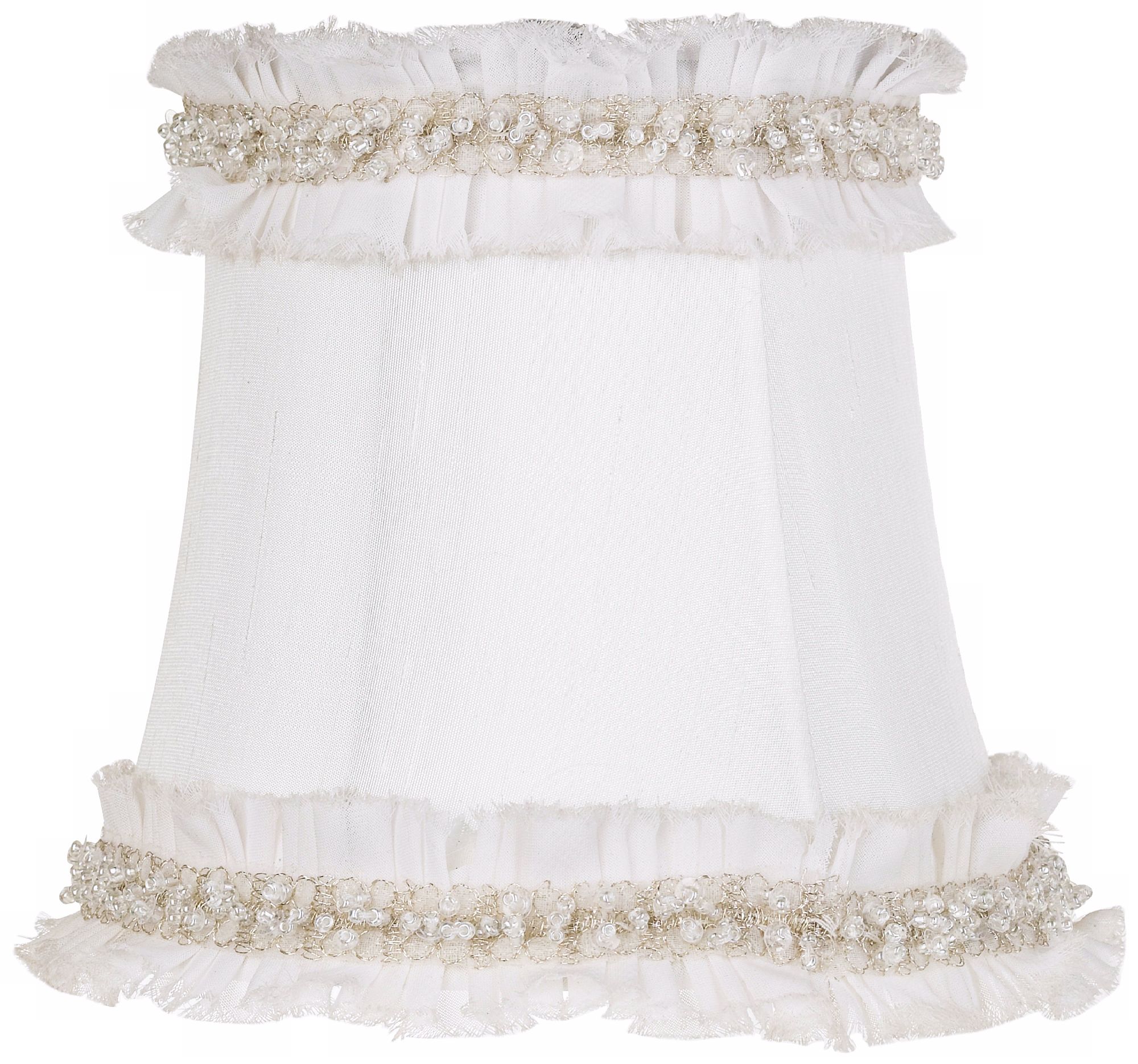 White Fabric With Bead Trim Shade 4x5.5x5 (Clip-On)