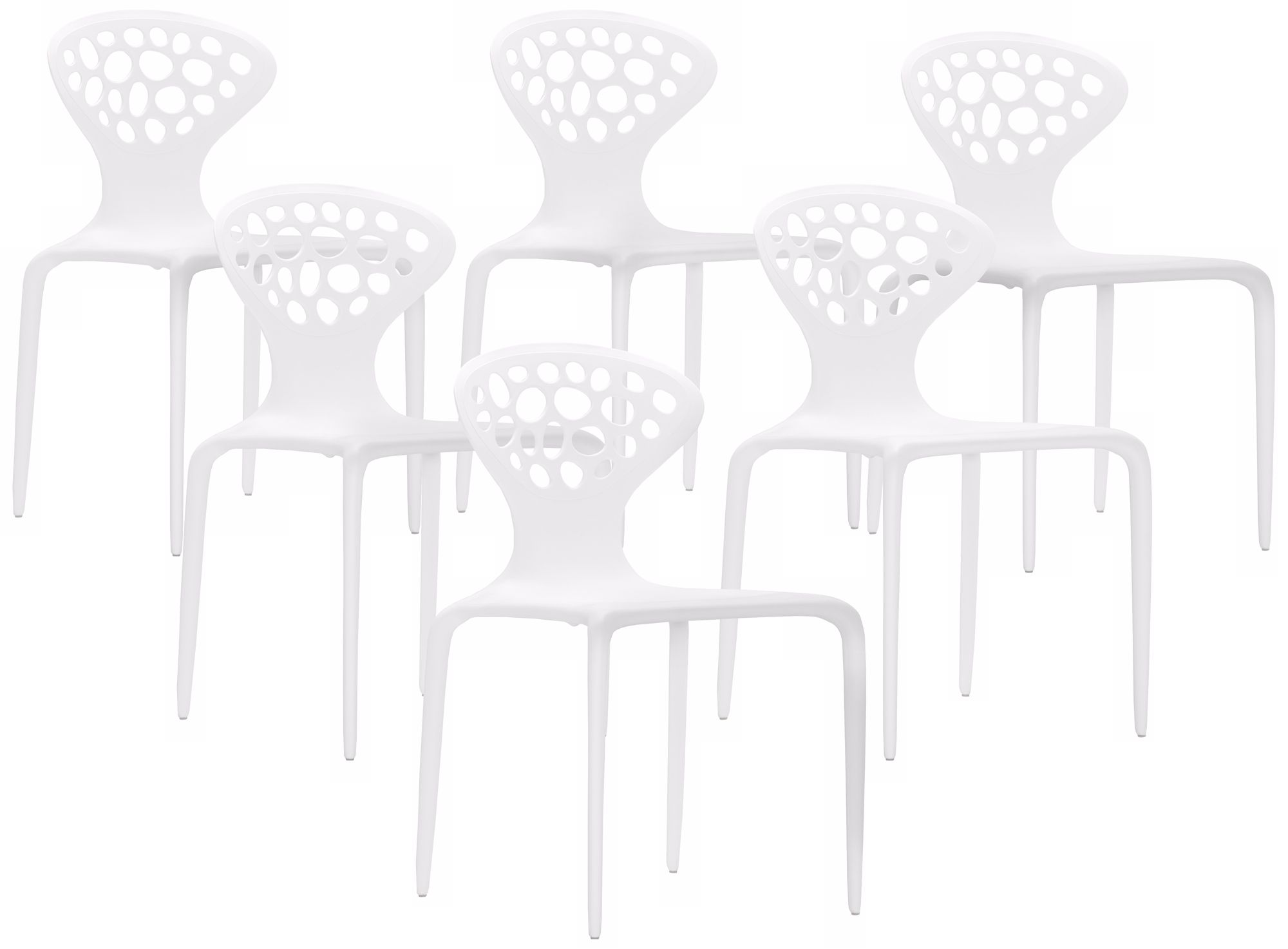 Set of 6 Zuo Marzipan White Chairs
