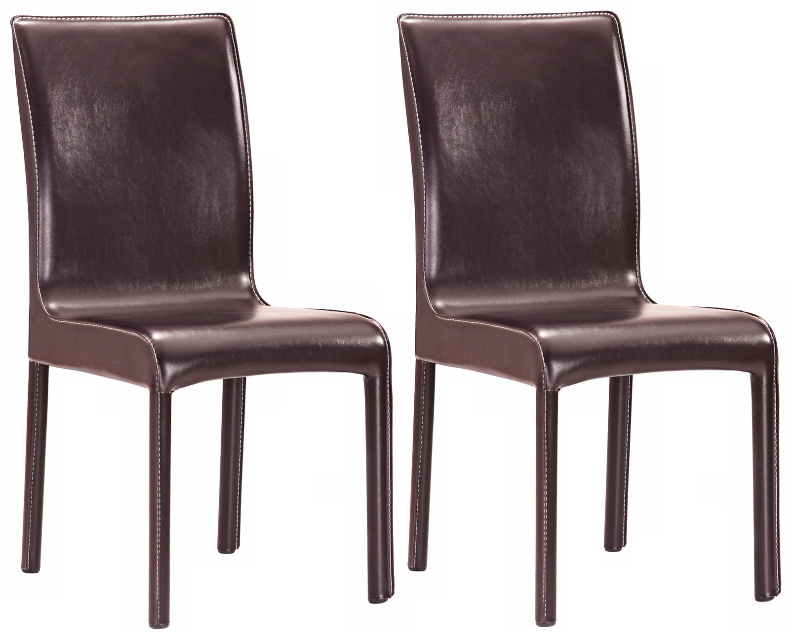 Set of 2 Zuo Vick Glossy Espresso Leatherette Dining Chairs T2414
