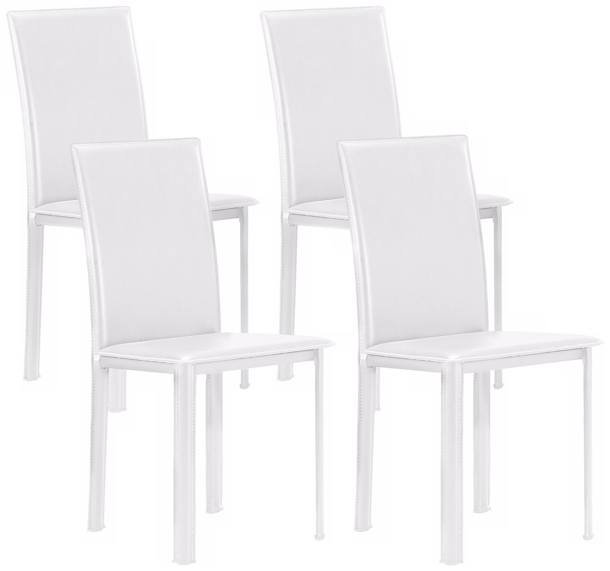 Set of 4 Zuo Arcane White Leatherette Dining Chairs