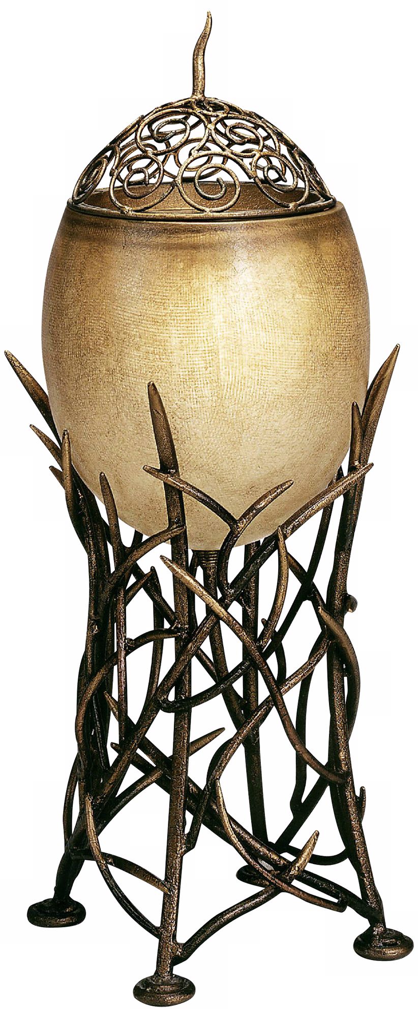 Hand-Made Antique Gold Bird's Nest Accent Table Lamp